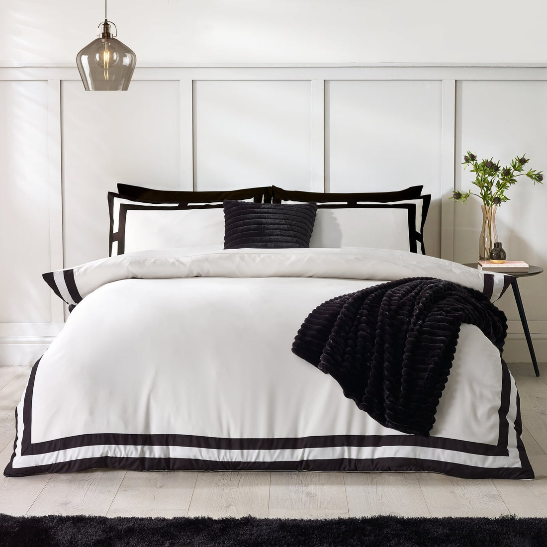 Catherine Lansfield So Soft Mono Panel Duvet Cover Set