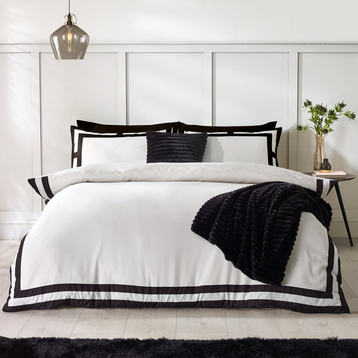 Catherine Lansfield So Soft Mono Panel Duvet Cover Set
