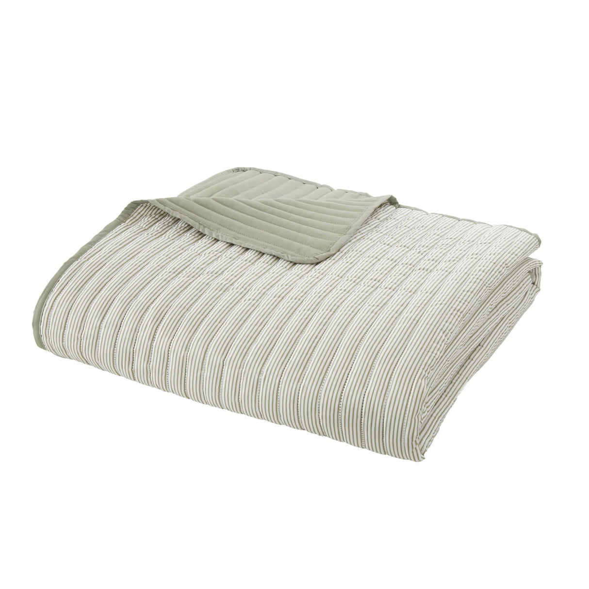 Catherine Lansfield Stripe Bedspread - Stripe Bedspread Green