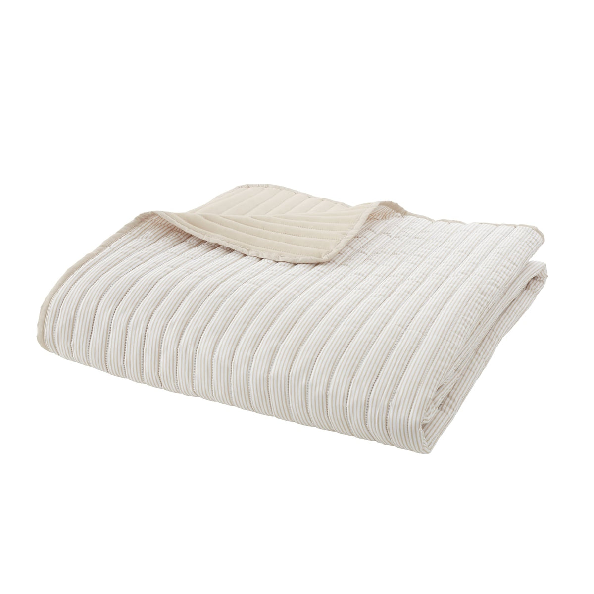 Catherine Lansfield Stripe Bedspread - Stripe Bedspread Natural