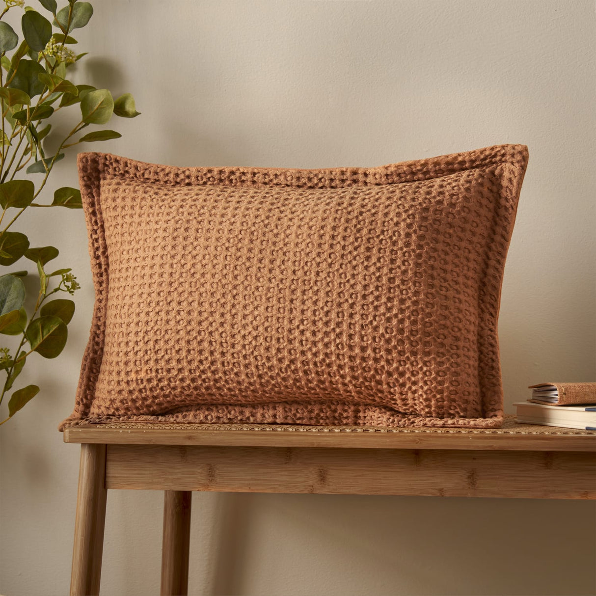 Pineapple Elephant Jaipur Grey Chunky Waffle Cotton 30x50cm Filled Cushion - Pink - Jaipur Waffle Caramel Cushion