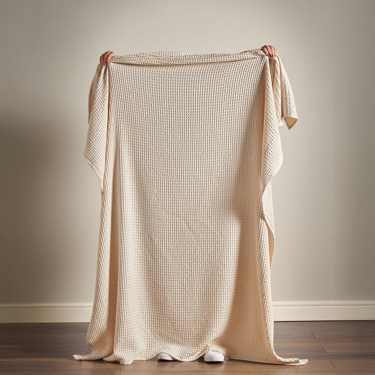 Pineapple Elephant Jaipur Chunky Waffle 100% Cotton Throw – Natural – 150cm x 200cm - Jaipur Waffle Natural Throw
