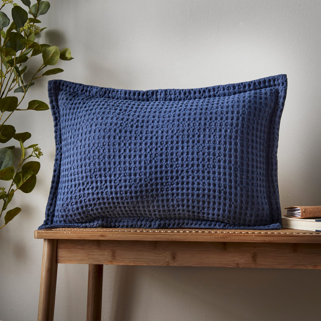 Pineapple Elephant Jaipur Grey Chunky Waffle Cotton 30x50cm Filled Cushion - Navy Blue - Jaipur Waffle Navy Cushion