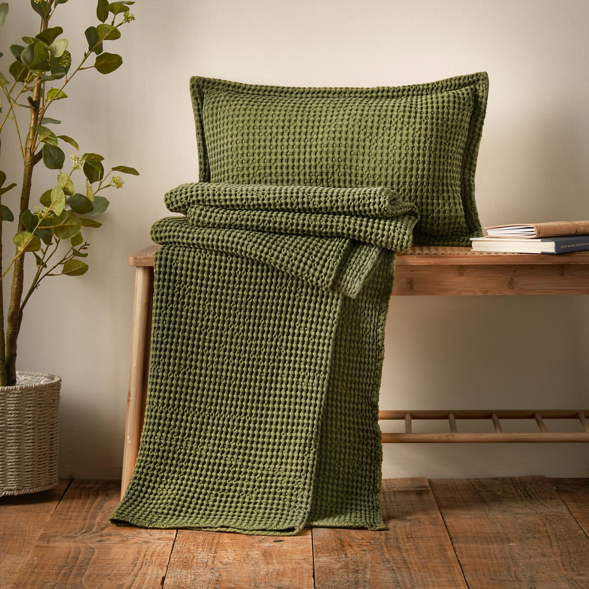 Pineapple Elephant Jaipur Chunky Waffle 100% Cotton Throw – Caramel – 150cm x 200cm - Jaipur Waffle Olive Group