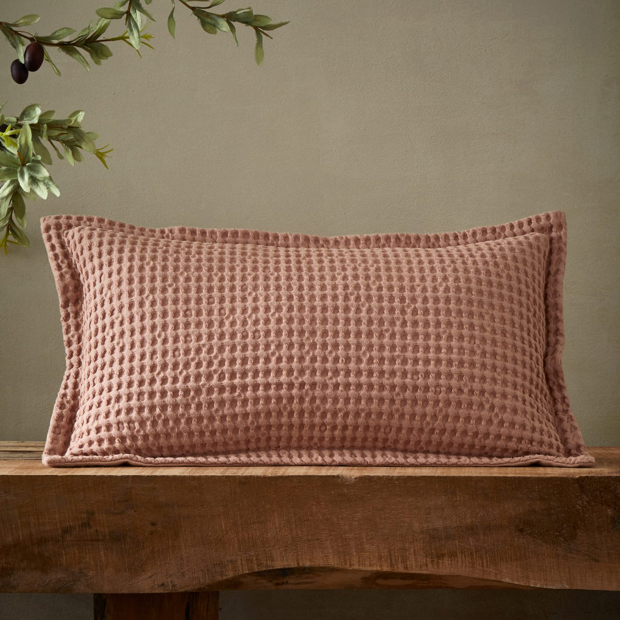 Pineapple Elephant Jaipur Grey Chunky Waffle Cotton 30x50cm Filled Cushion - Pink