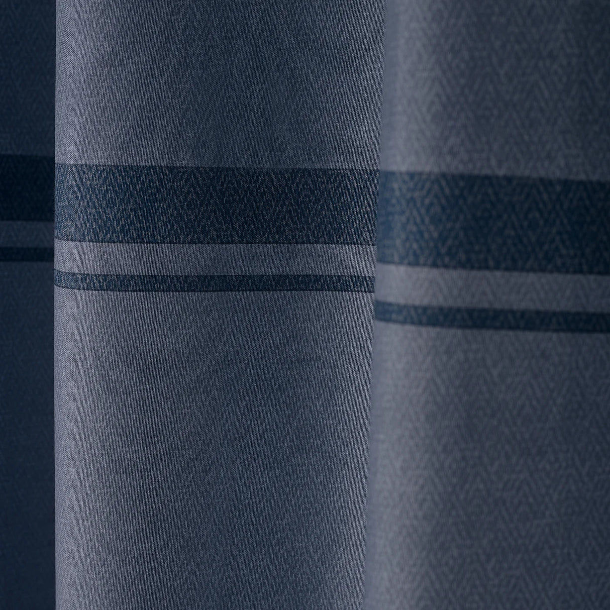 Catherine Lansfield Melville Lined Woven Texture Eyelet Curtains Pair - Blue image 3