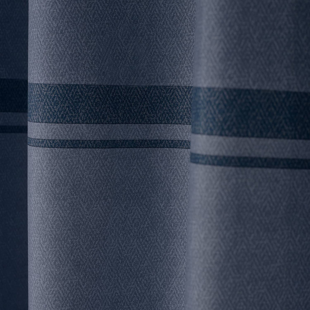 Catherine Lansfield Melville Lined Woven Texture Eyelet Curtains - Blue Light Filtering Polycotton - Melville Curtains Blue
