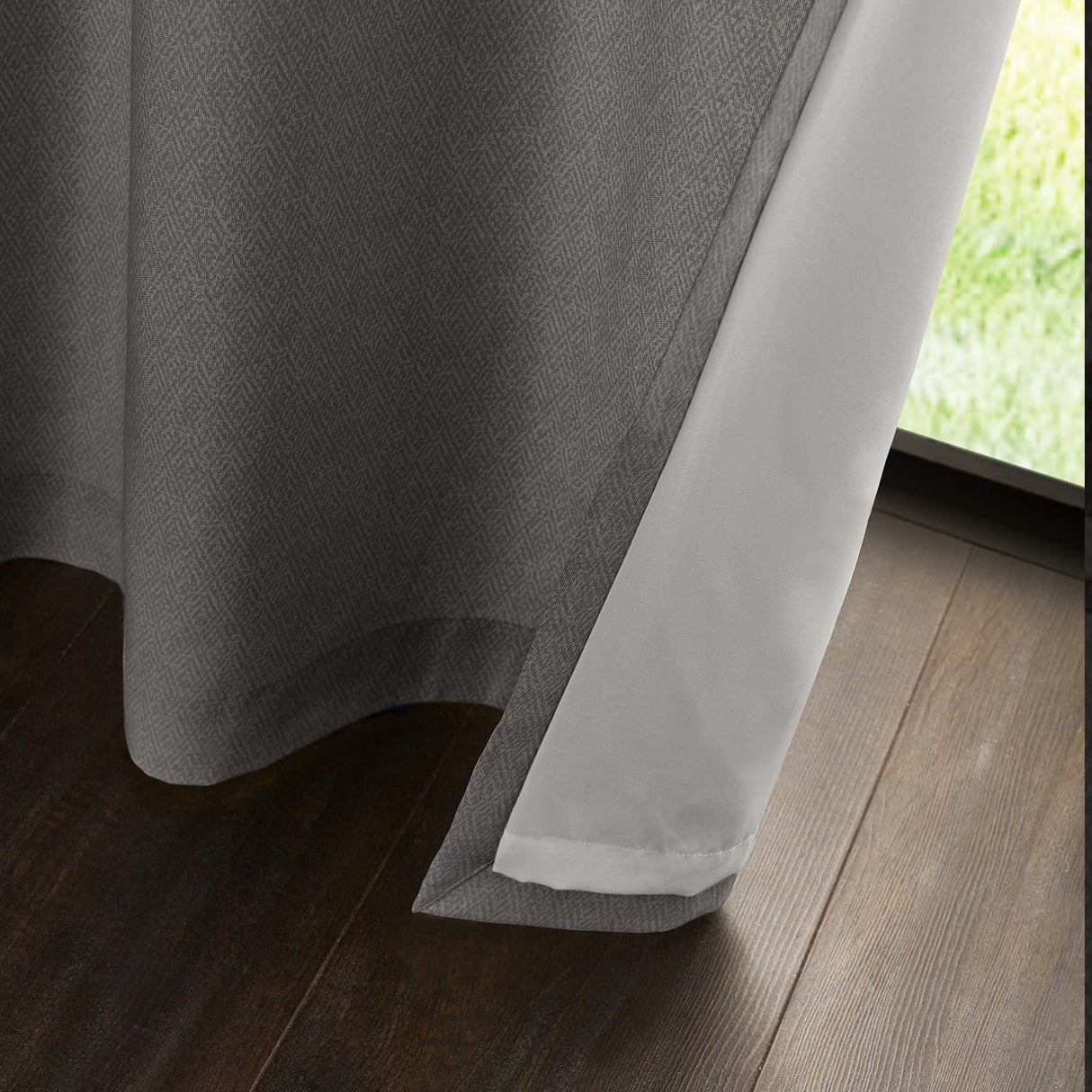 Catherine Lansfield Melville Lined Woven Texture Eyelet Curtains - Grey Light Filtering Polycotton - Melville Curtains Grey