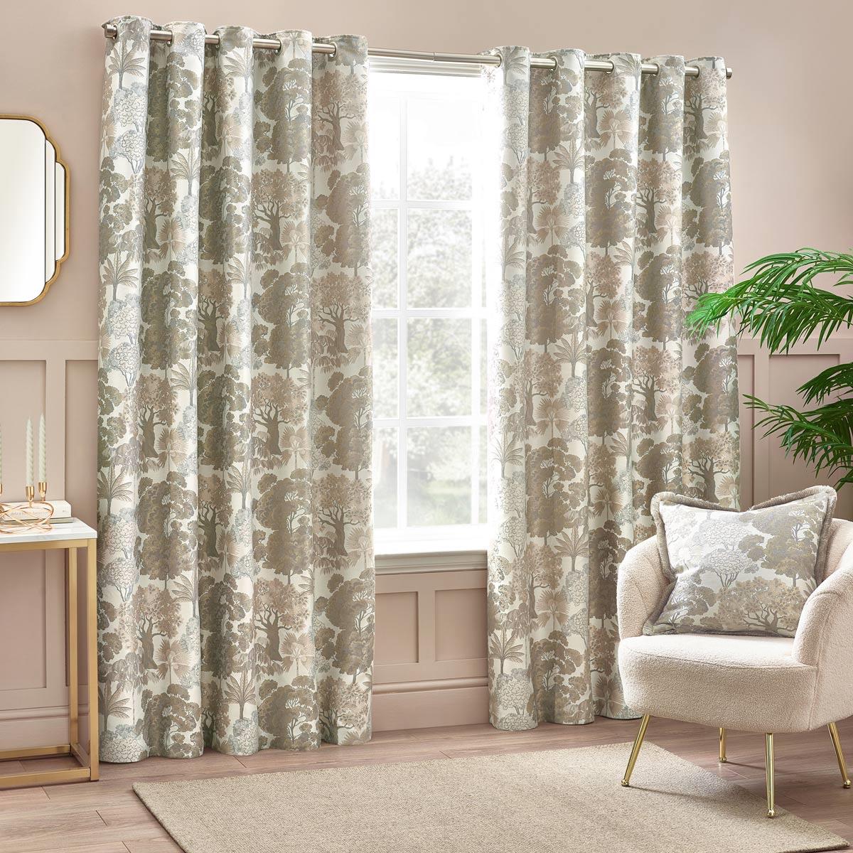 Woodlands Room Darkening Lined Eyelet Curtains by Wylder Nature
