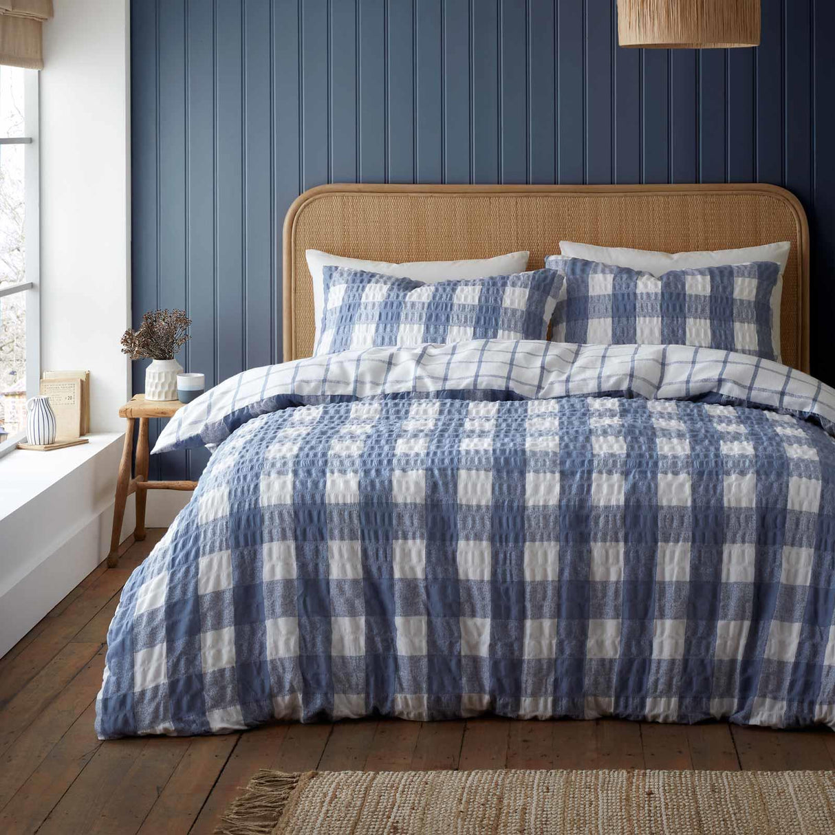 Brushed Seersucker Gingham Duvet Cover Set by Catherine Lansfield