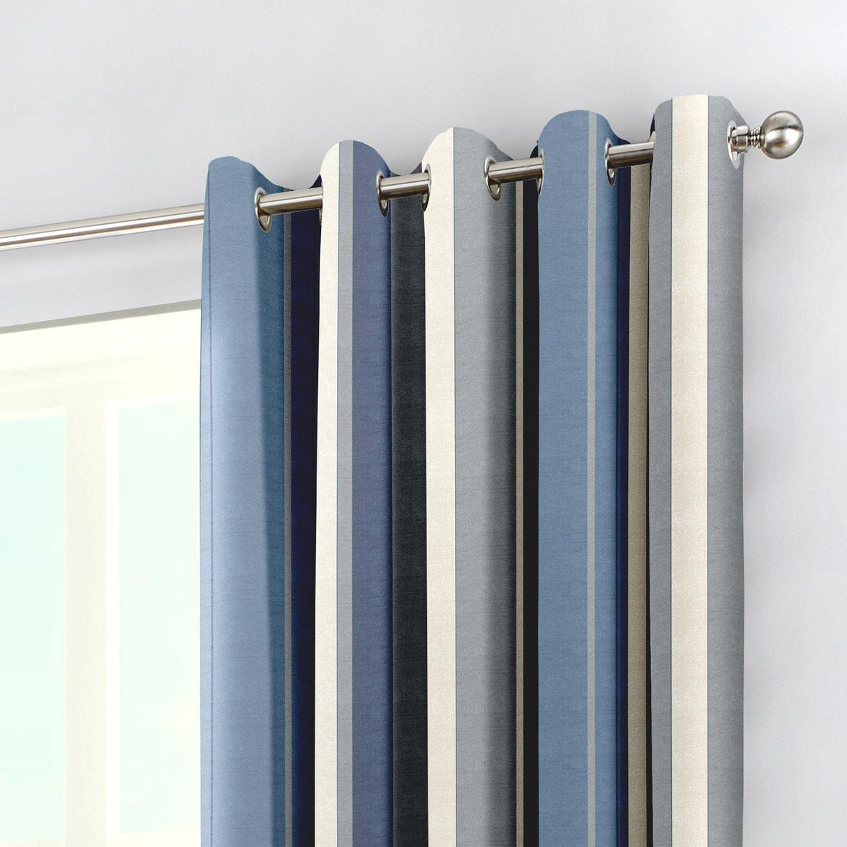 Whitworth Stripe Lined Eyelet Curtains by Fusion