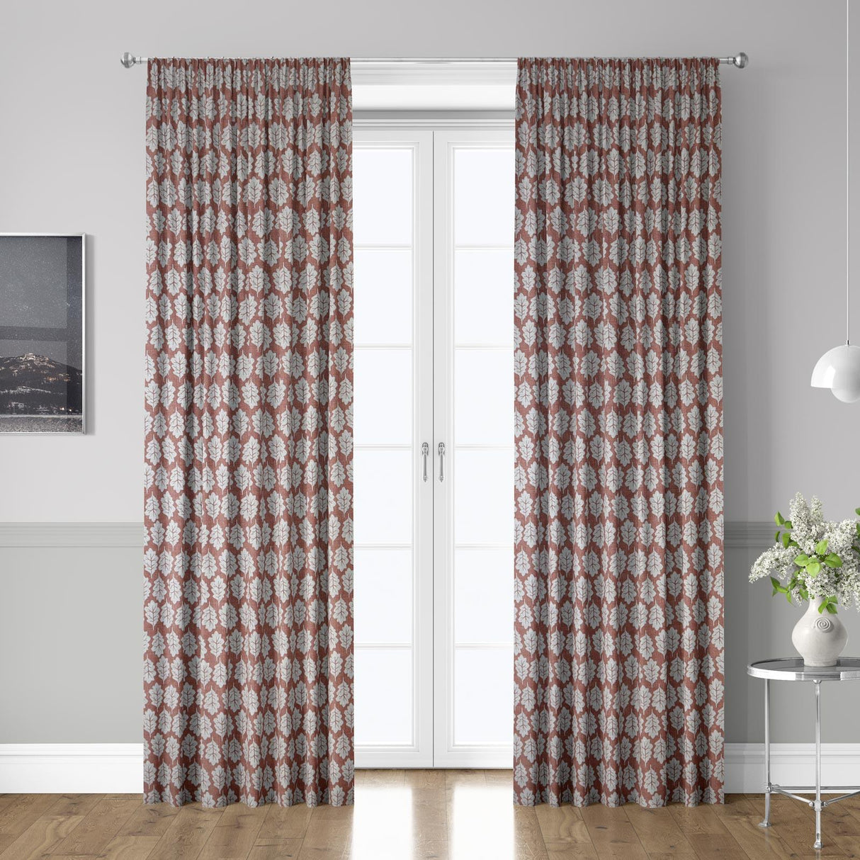 Oak Leaf Paprika Made To Measure Curtains by Style Furnishings