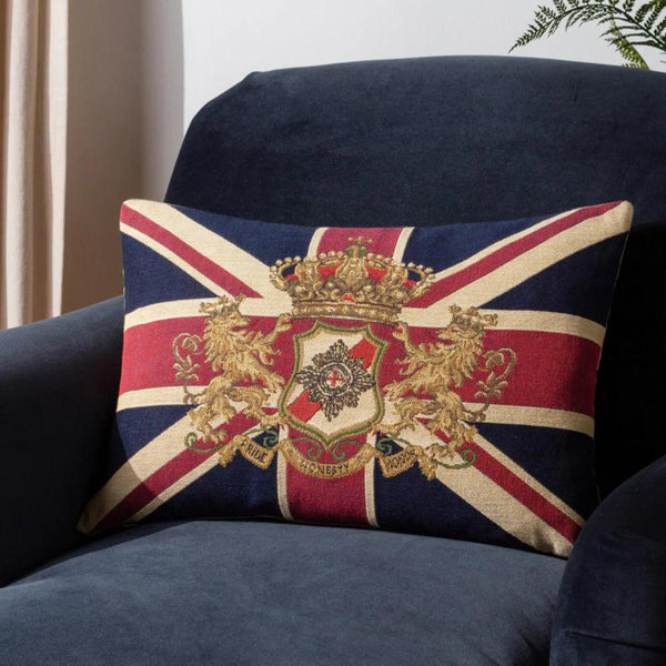 Union Jack Lion Crest Flag Tapestry Cushion
