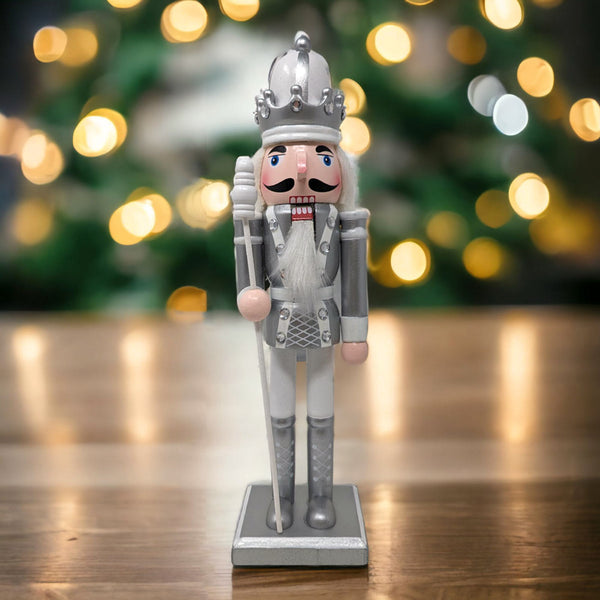 Silver Christmas Nutcracker with Sceptre