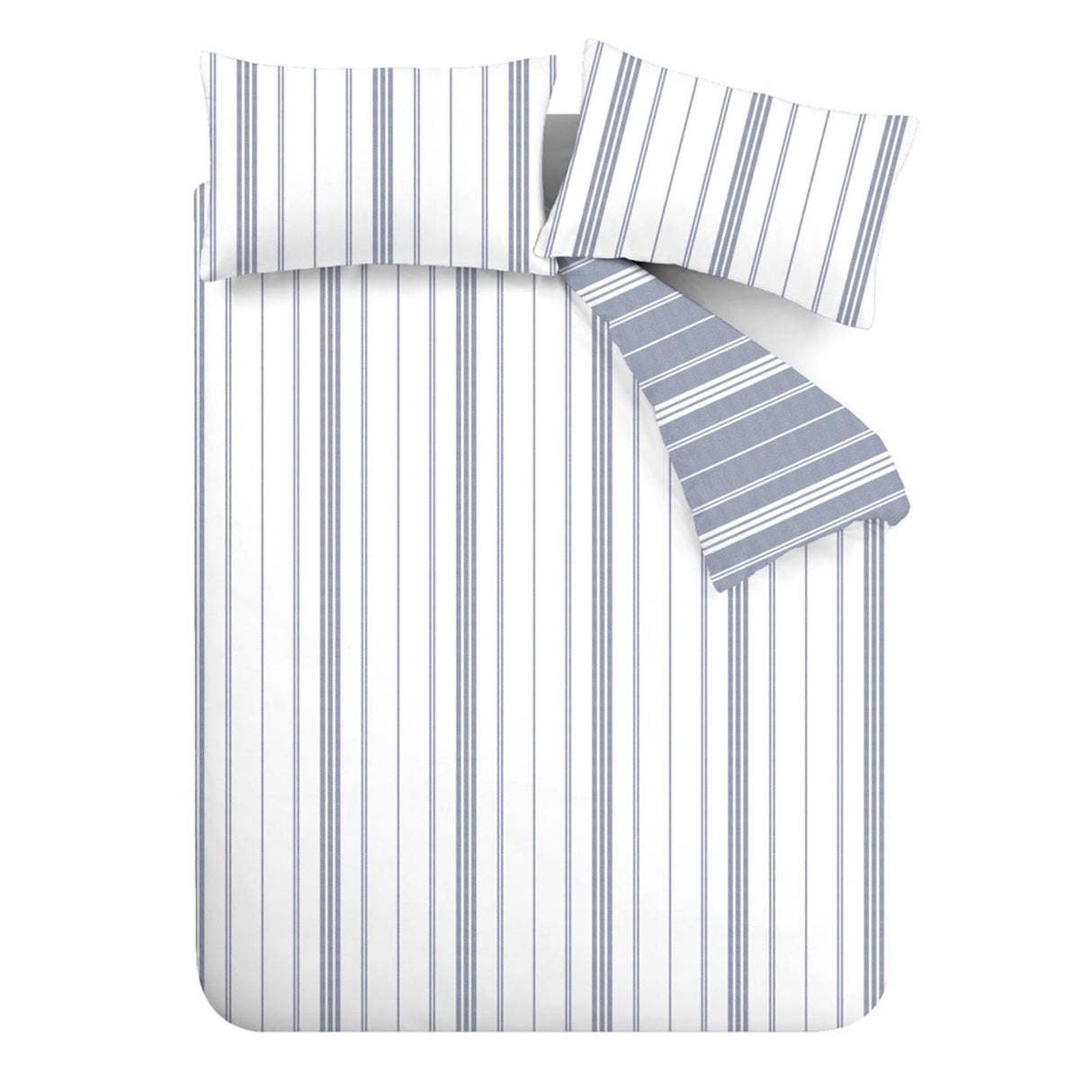 Catherine Lansfield Harbour Stripe Reversible Duvet Cover Set with Pillowcase