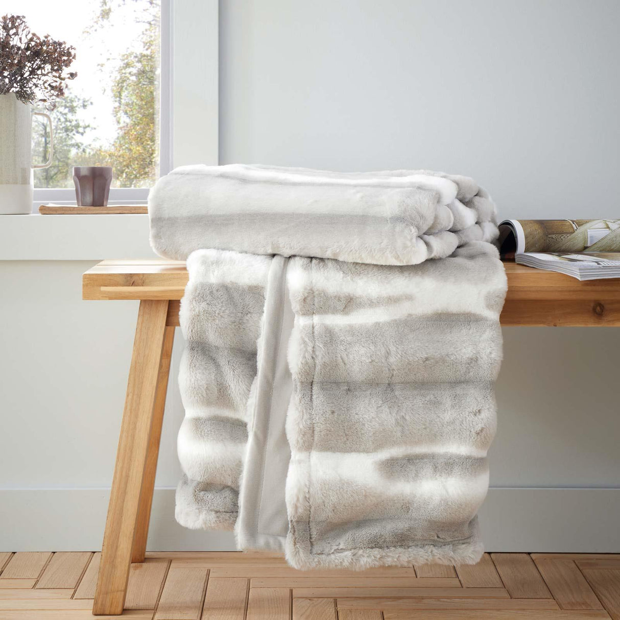 Flint Faux Fur Throw 130cm x 170cm by Catherine Lansfield