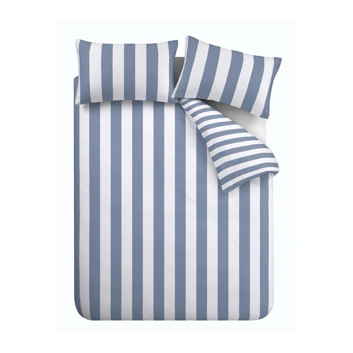 Catherine Lansfield Cove Stripe Reversible Duvet Cover Set with Pillowcase