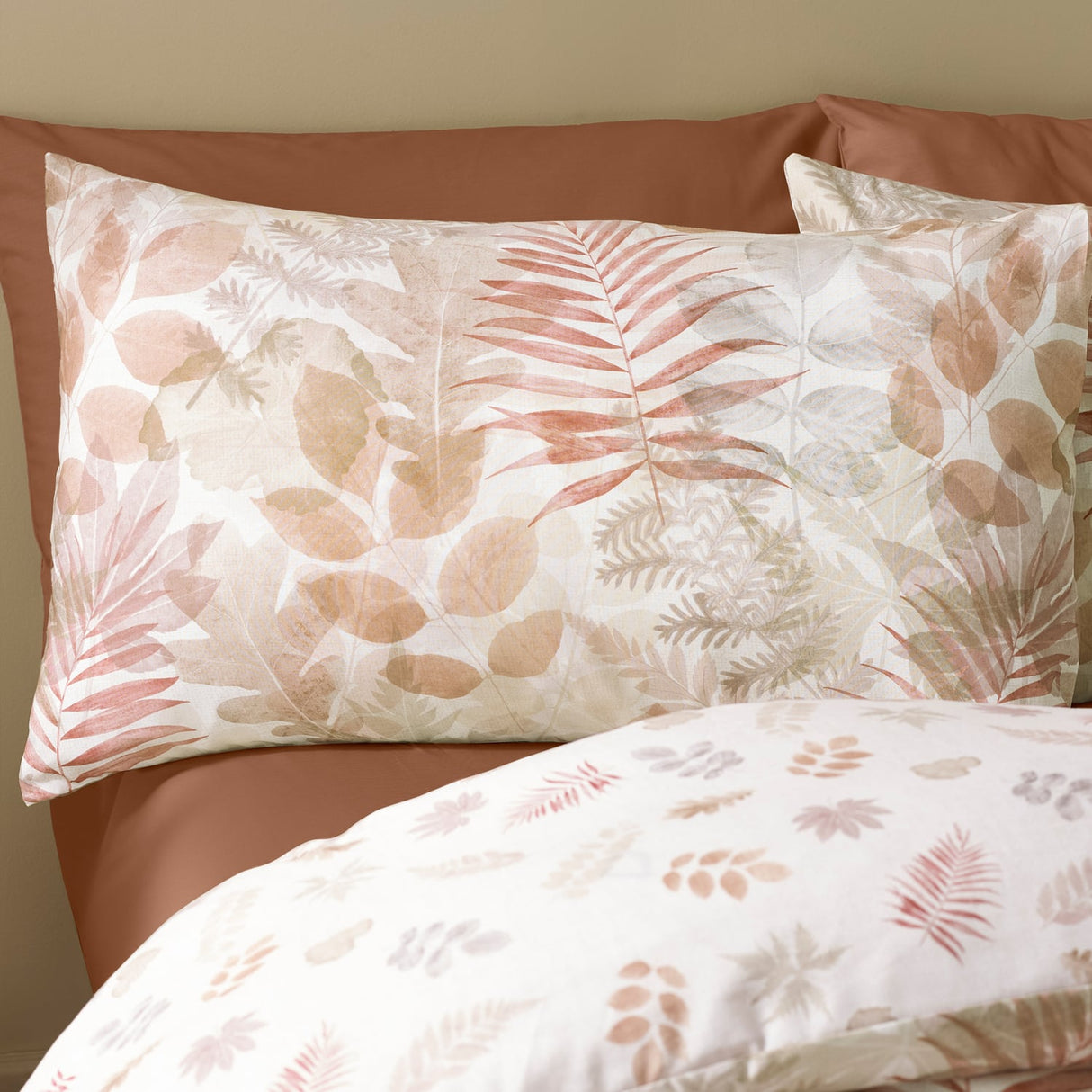 Catherine Lansfield Autumn Leaves Duvet Cover Set - Natural - Autumn Leaves Duvet Set