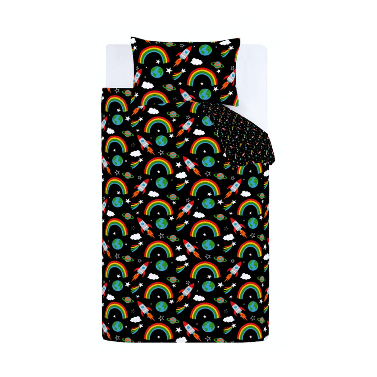 Catherine Lansfield Rainbow Rockets Duvet Cover Set - Rainbow Rockets Duvet Set