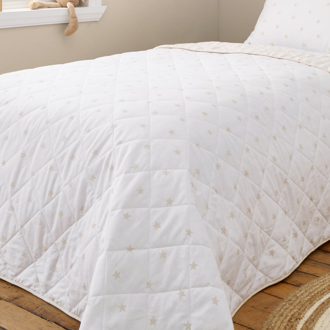 Bianca Fine Linens Mini Star & Stripes Bedspread - Natural