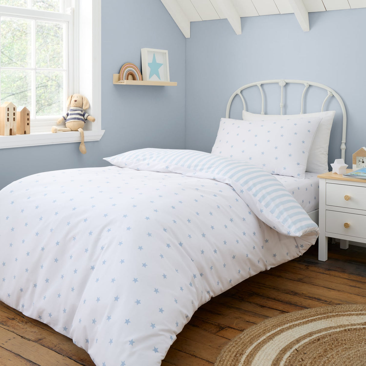 Bianca Fine Linens Mini Star & Stripes Duvet Cover Set - Mini Stars And Stripes Duvet Set Blue