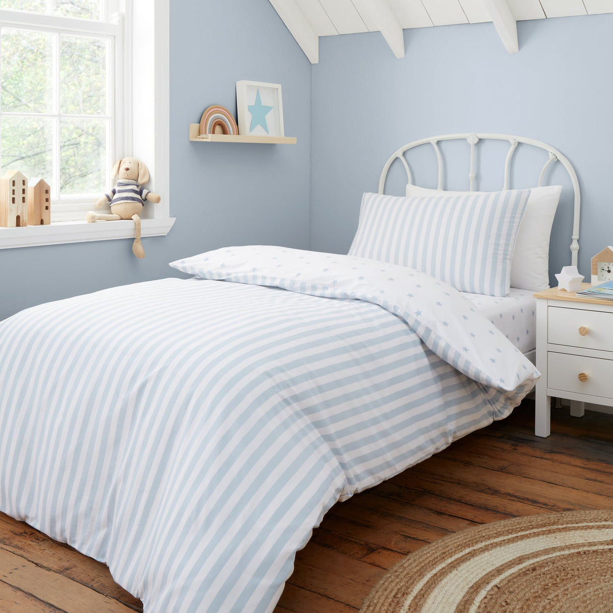Bianca Fine Linens Mini Star & Stripes Duvet Cover Set - Mini Stars And Stripes Duvet Set Blue
