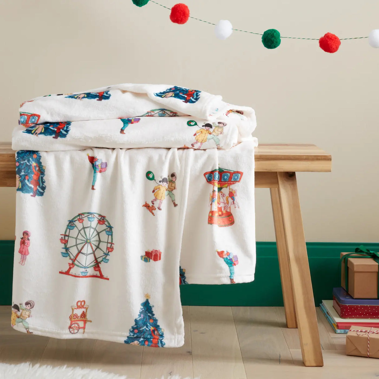 Christmas Fairground Throw 150cm x 200cm by Belle & Boo