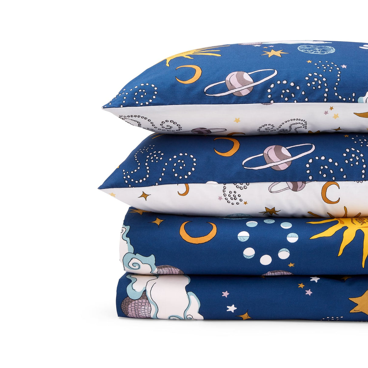 Their Nibs Disco Space Cotton Duvet Cover Set - Navy Blue - Disco Space Duvet Set