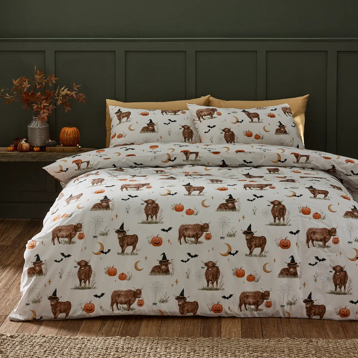 Catherine Lansfield Halloween Highland Cow Duvet Cover Set