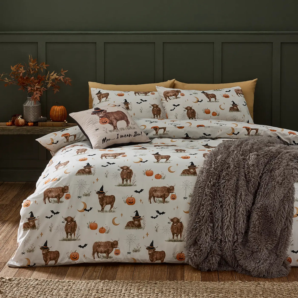 Catherine Lansfield Halloween Highland Cow Duvet Cover Set 5