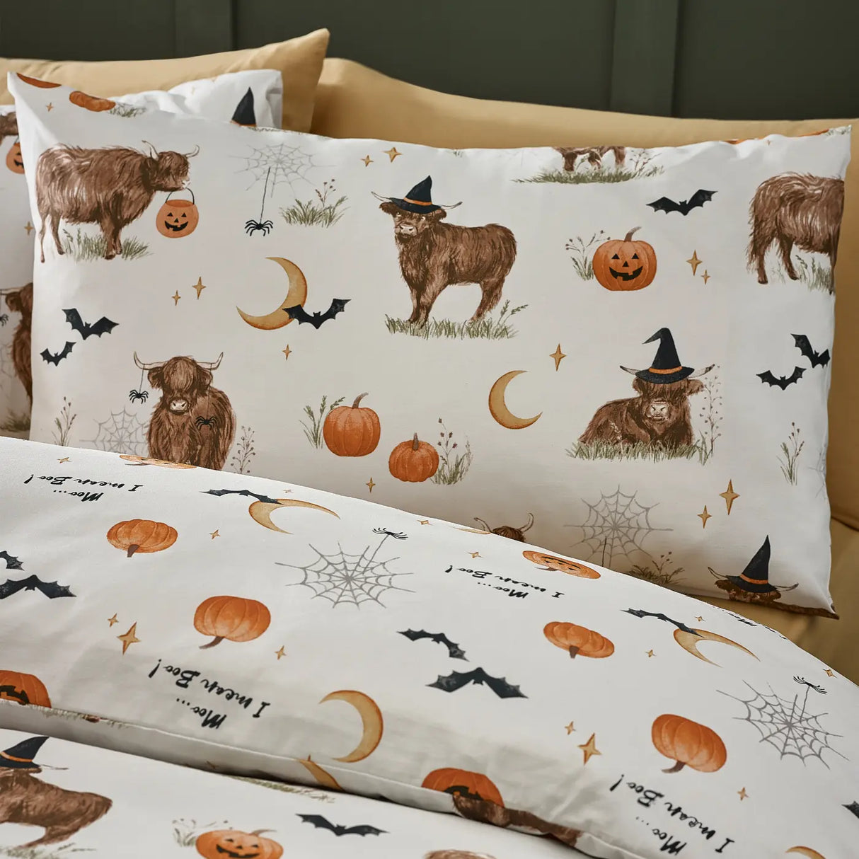 Catherine Lansfield Halloween Highland Cow Duvet Cover Set 3