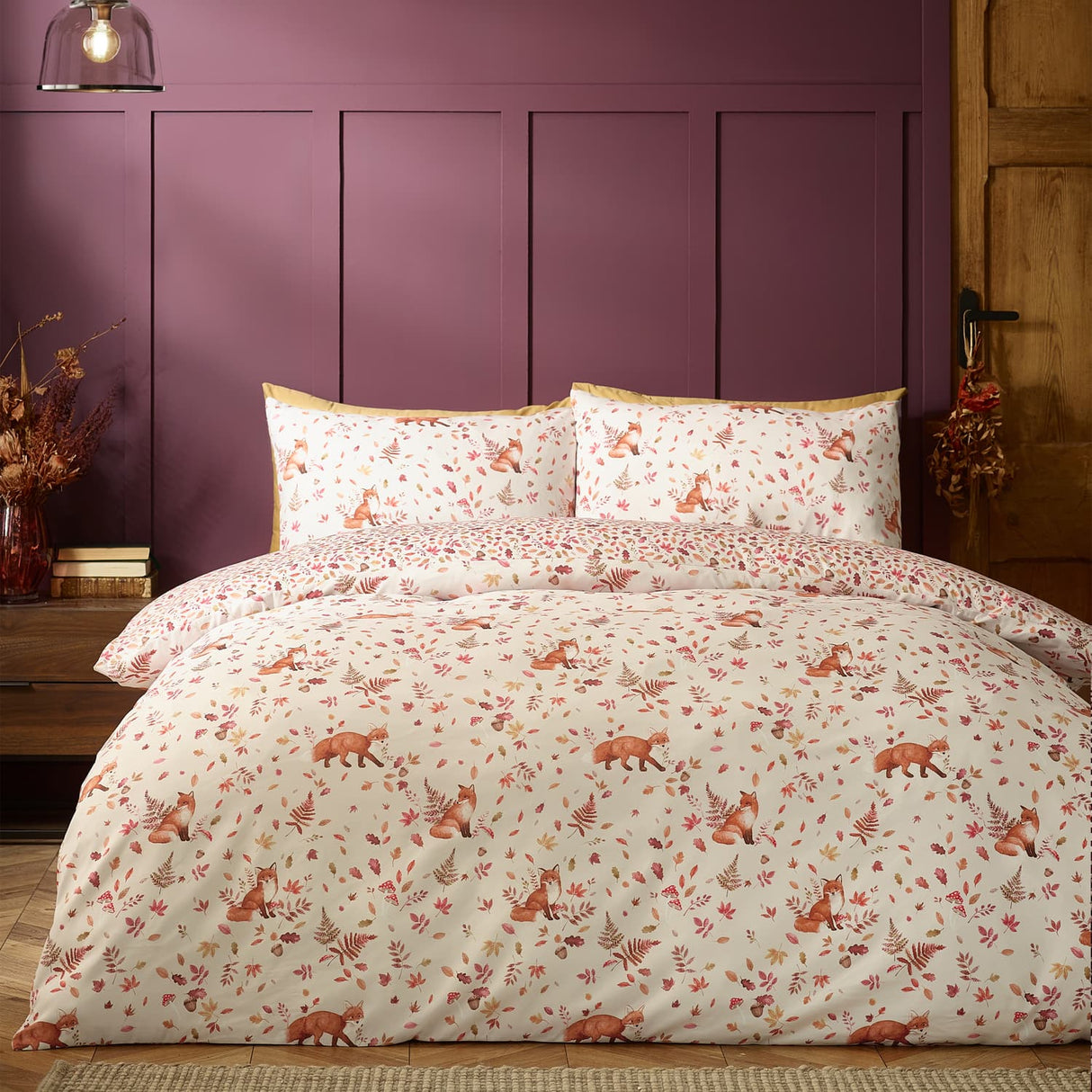 Catherine Lansfield Woodland Fox Duvet Cover Set - Natural - Woodland Fox Duvet Set