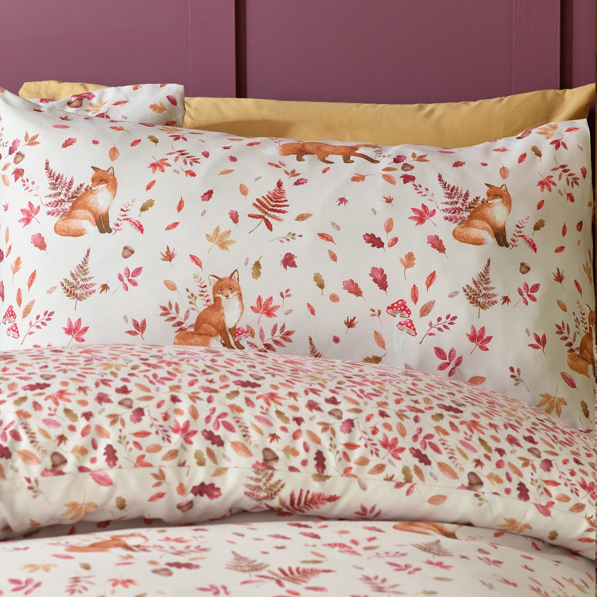 Catherine Lansfield Woodland Fox Duvet Cover Set - Natural - Woodland Fox Duvet Set