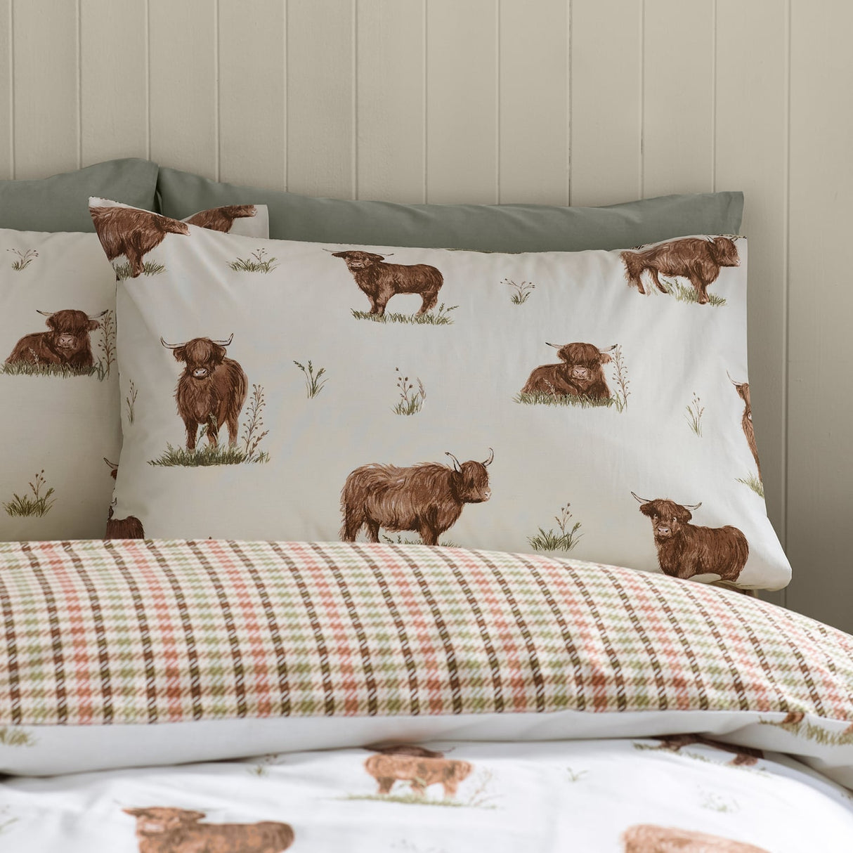 Catherine Lansfield Angus Highland Cow Duvet Cover Set - Natural - Angus The Highland Cow Duvet Set