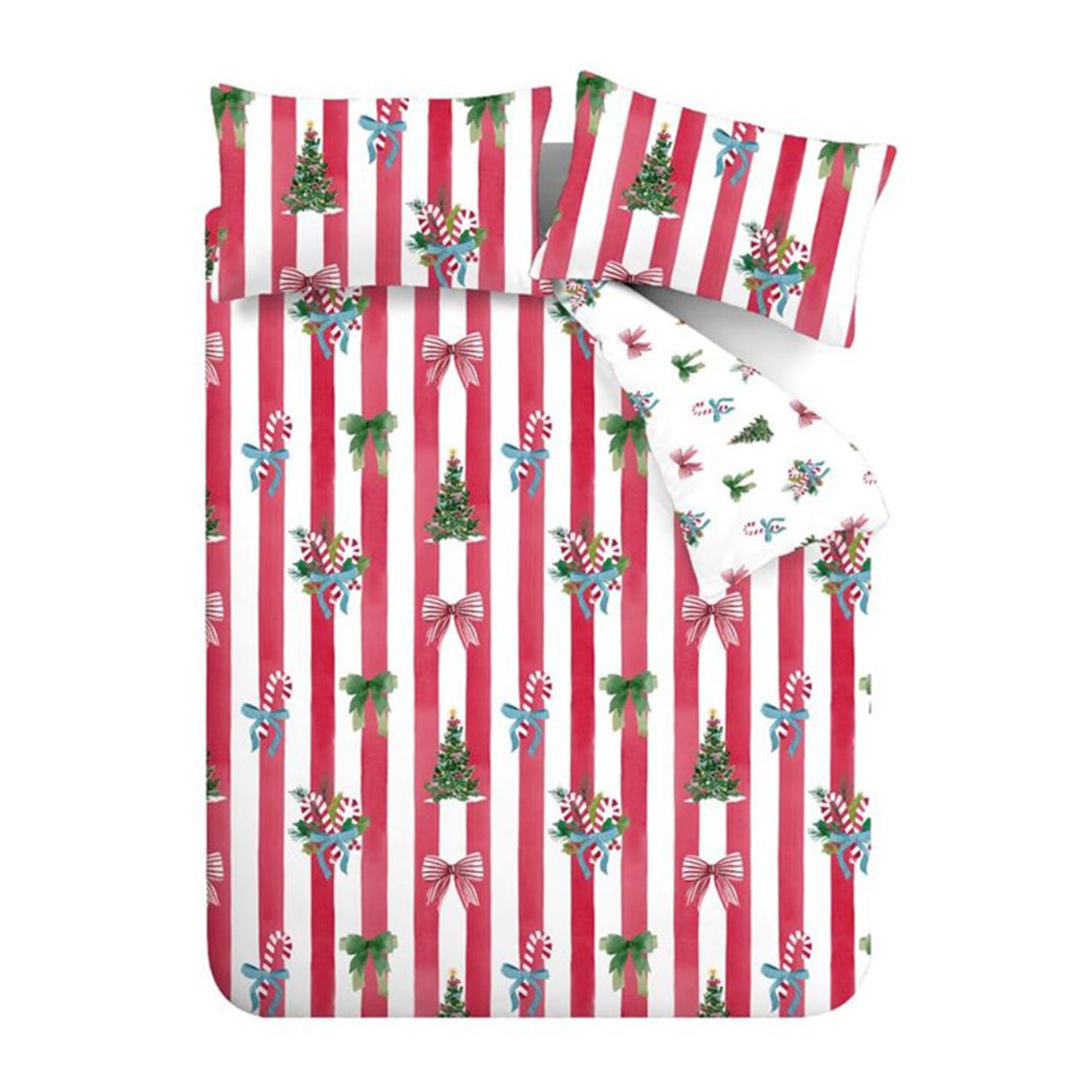 Catherine Lansfield Christmas Stripe Duvet Cover Set - Red - Christmas Stripe Duvet Set