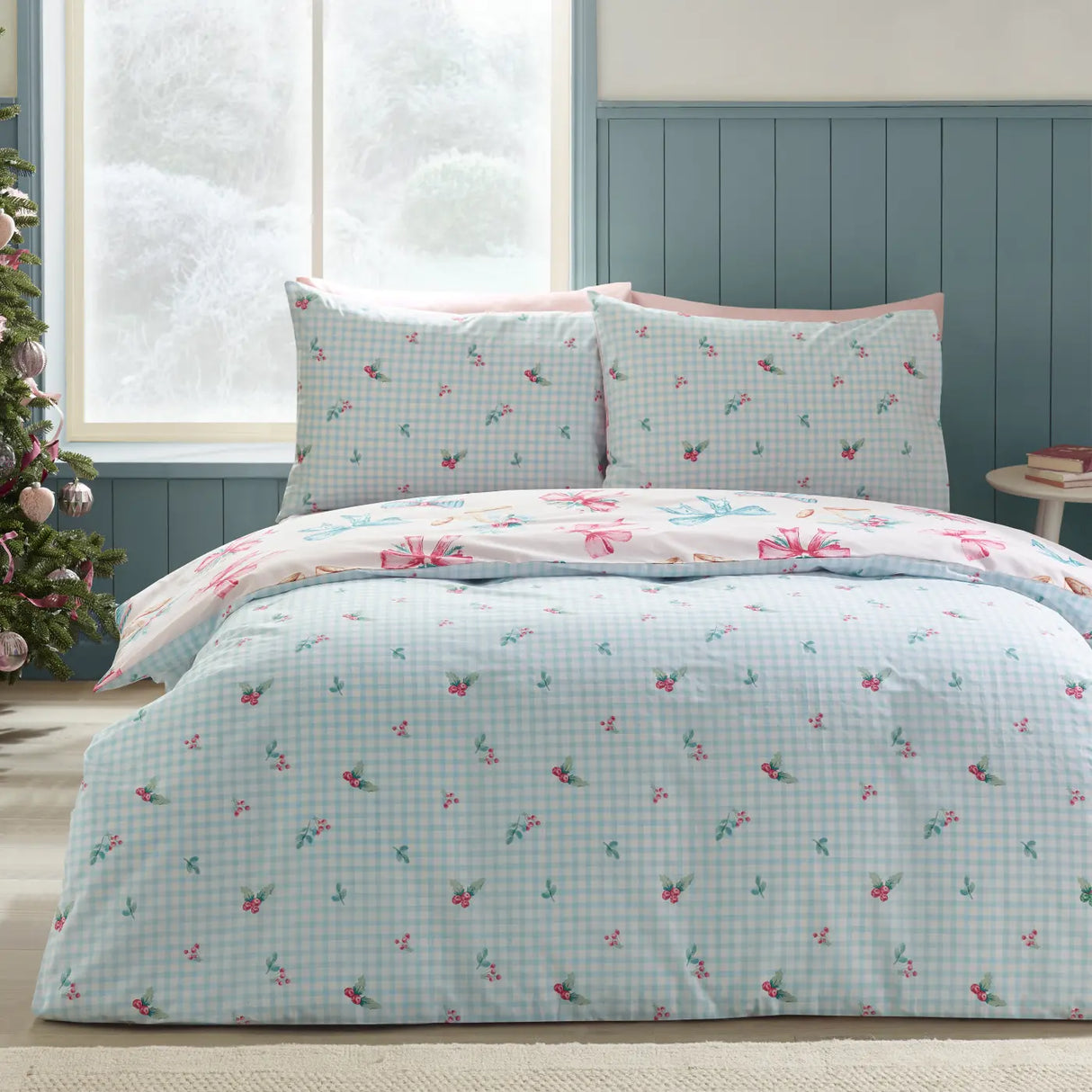 Christmas Bows and Bells Duvet Cover by Catherine Lansfield