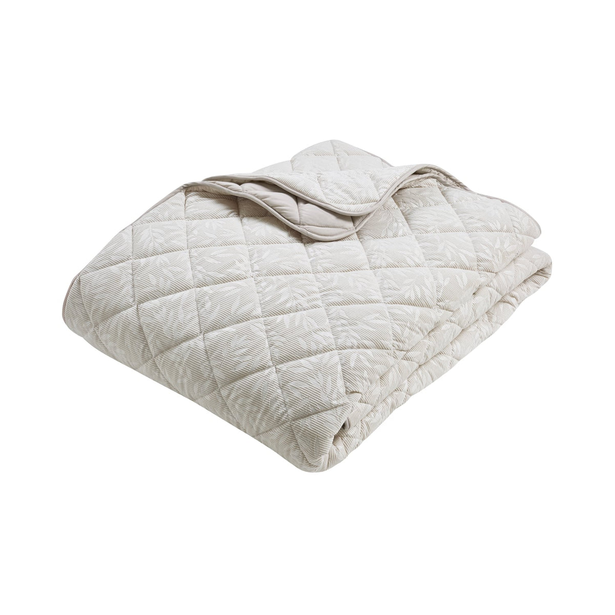 Catherine Lansfield Corded Leaves Bedspread - Champagne Gold - Corded Leaves Champagne Bedspread