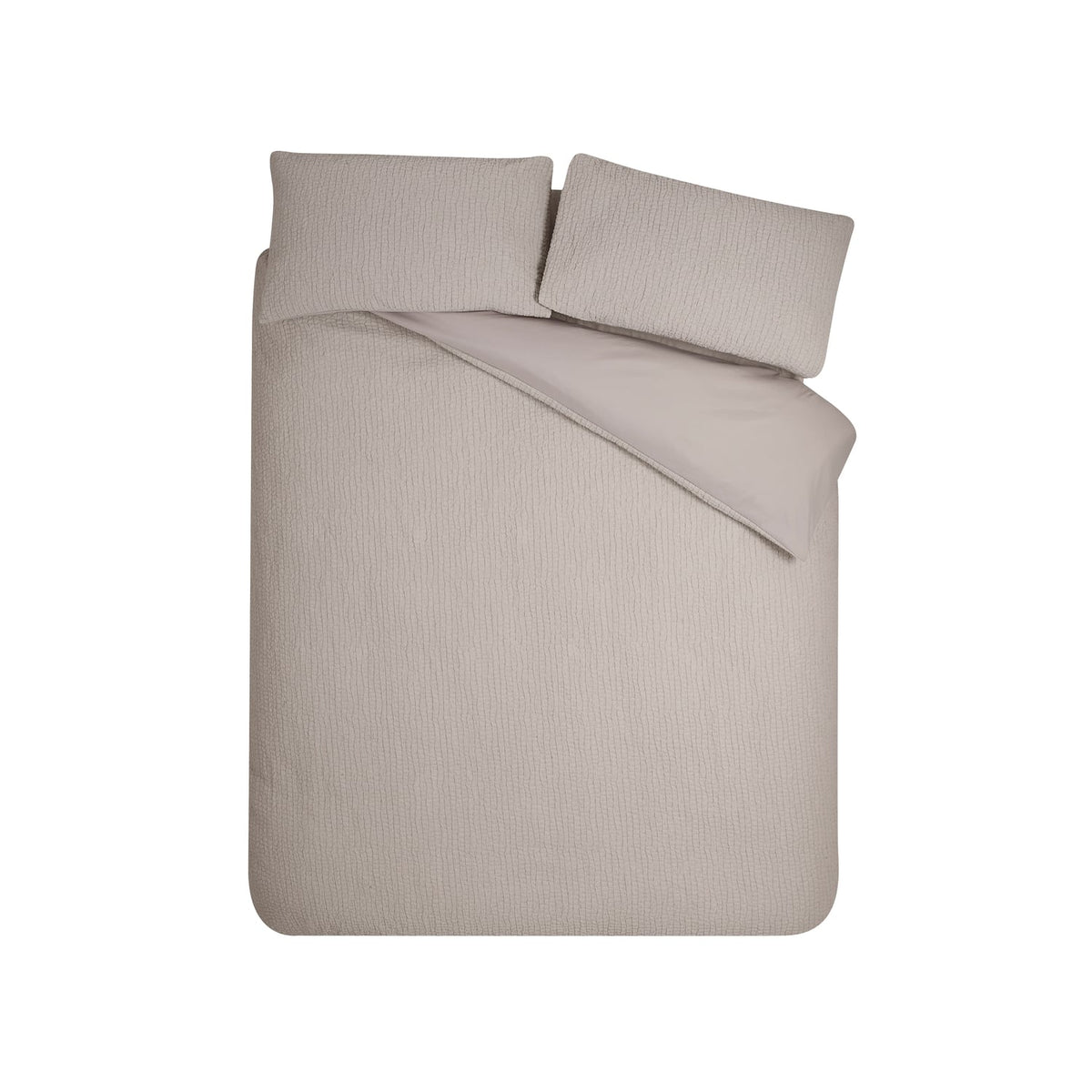 Catherine Lansfield Crinkle Seersucker Duvet Cover Set - Crinkle Texture Natural Duvet Set