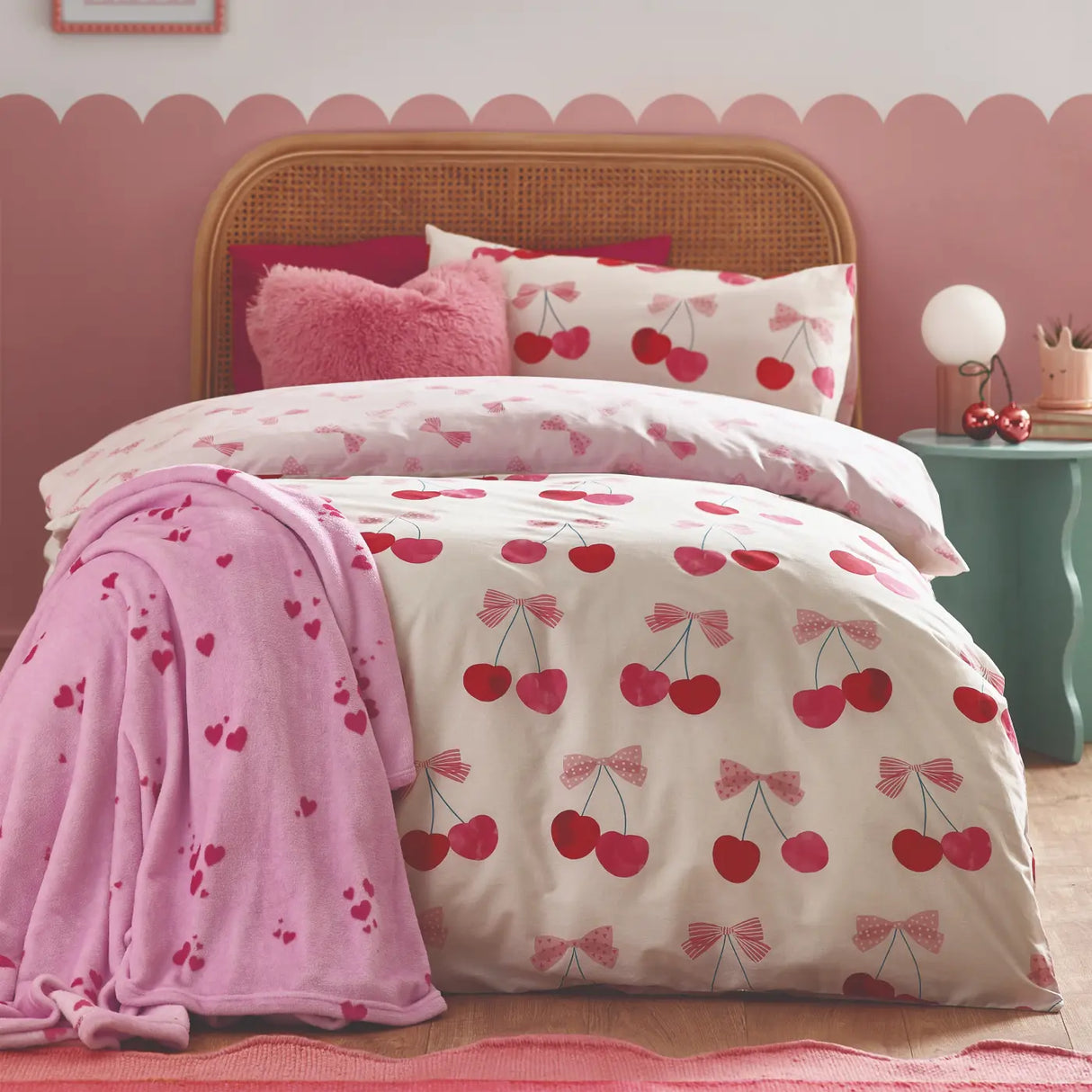 Cherries and Bows Duvet Cover by Catherine Lansfield