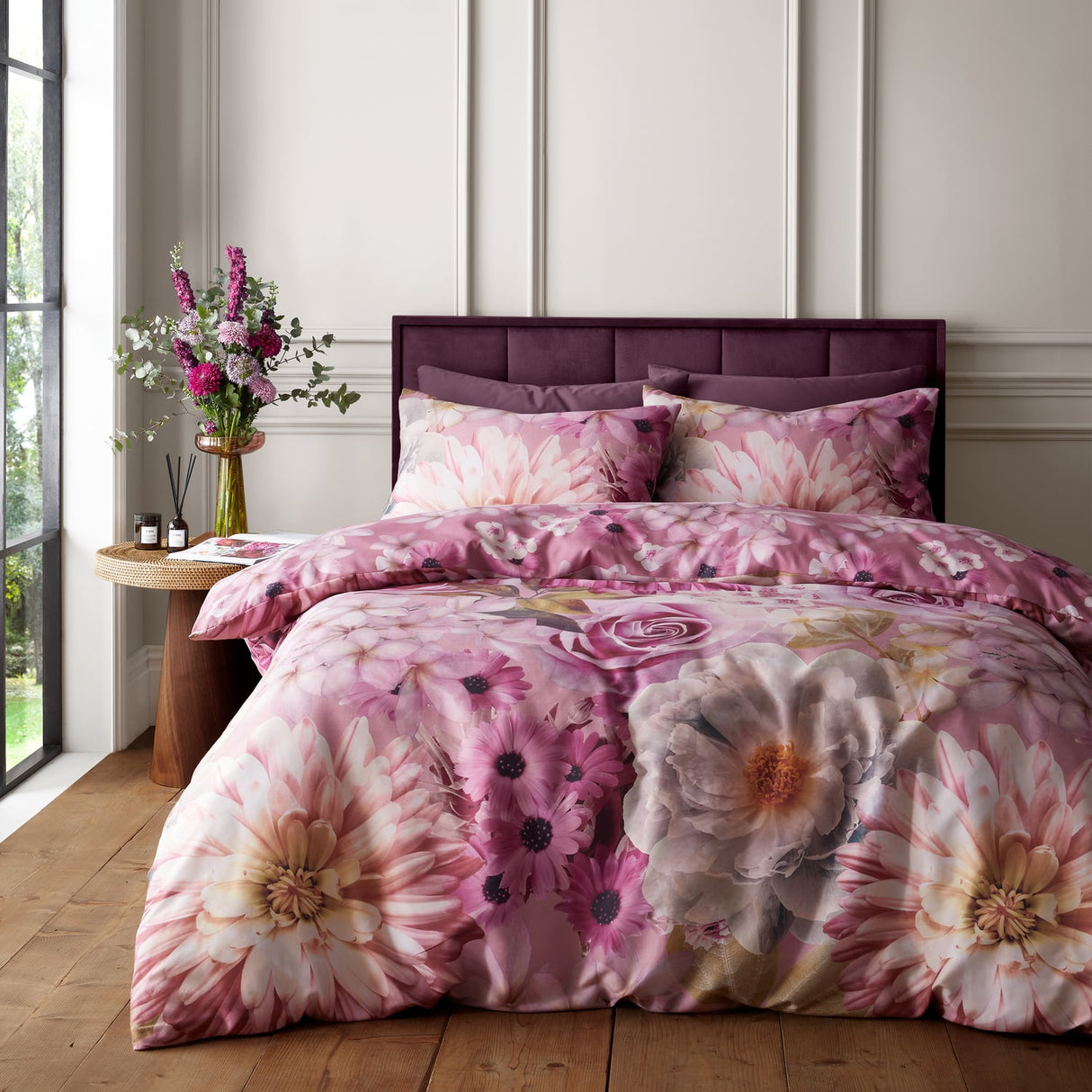 RHS Rosemoor Floral Duvet Cover Set - Pink