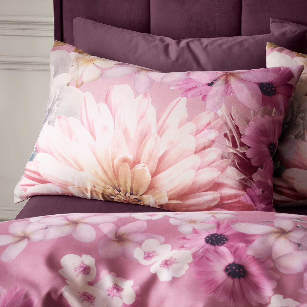 RHS Rosemoor Floral Duvet Cover Set - Pink - Rosemoor Floral