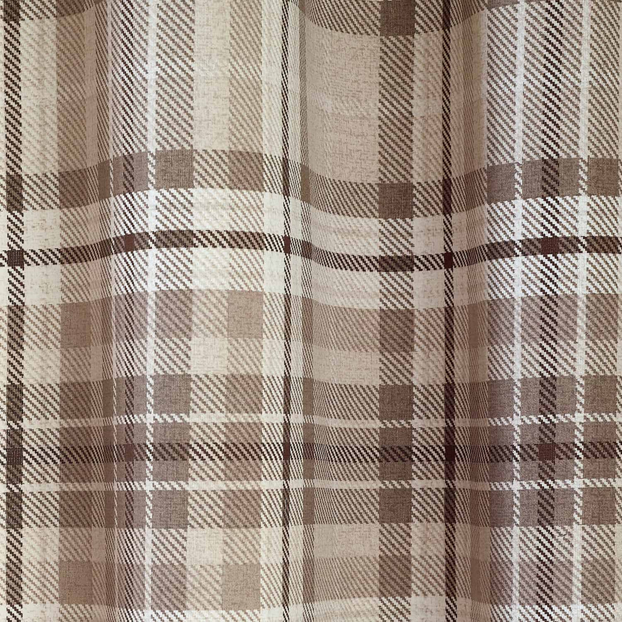 Catherine Lansfield Cullen Thermal Check Eyelet Curtains - Natural Light Filtering - Cullen Thermal Check Natural Curtains