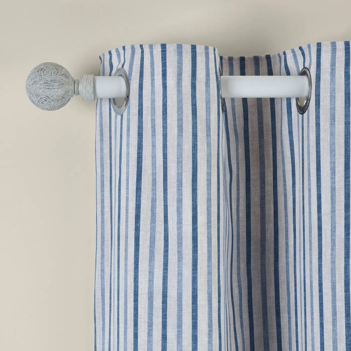Catherine Lansfield Logan Stripe Eyelet Curtains - Blue image 4
