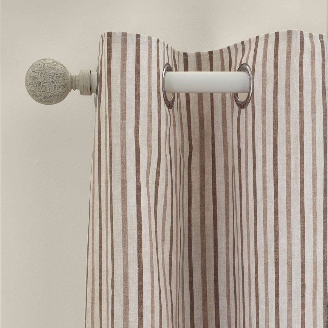 Catherine Lansfield Logan Stripe Natural Eyelet Curtains