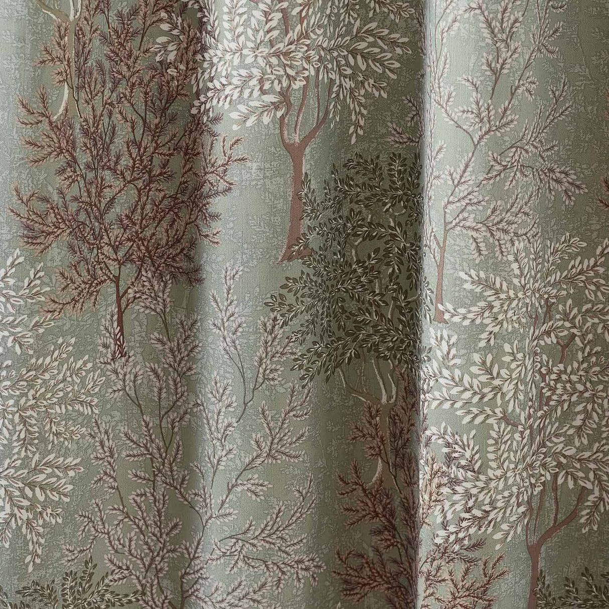 Catherine Lansfield Woodland Trees Pencil Pleat Tape Top Curtains Dimout Thermal - Green - Woodland Trees Curtains