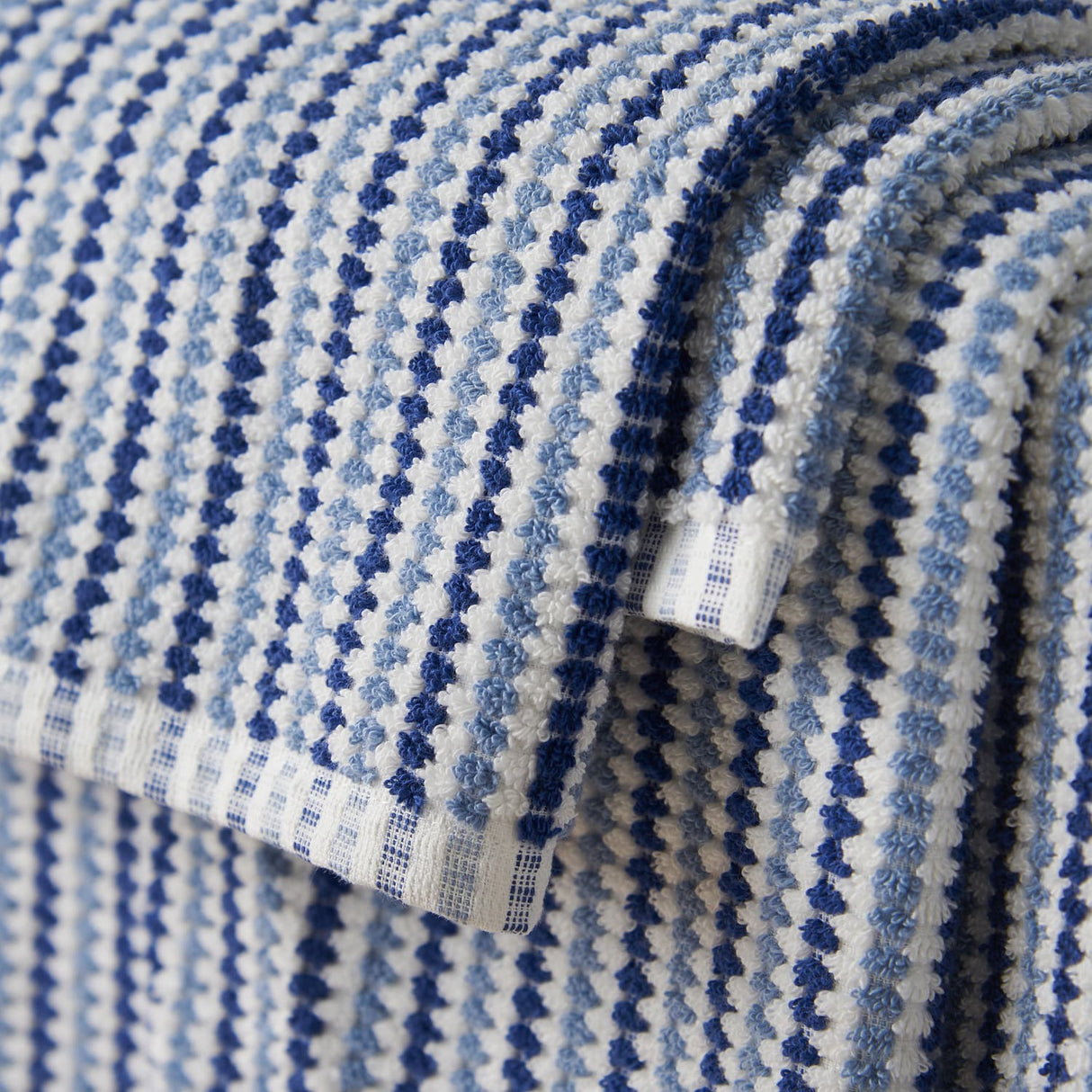Catherine Lansfield Rice Weave Stripe 500 GSM Cotton Towels - Blue - Rice Weave Stripe Blue Towels