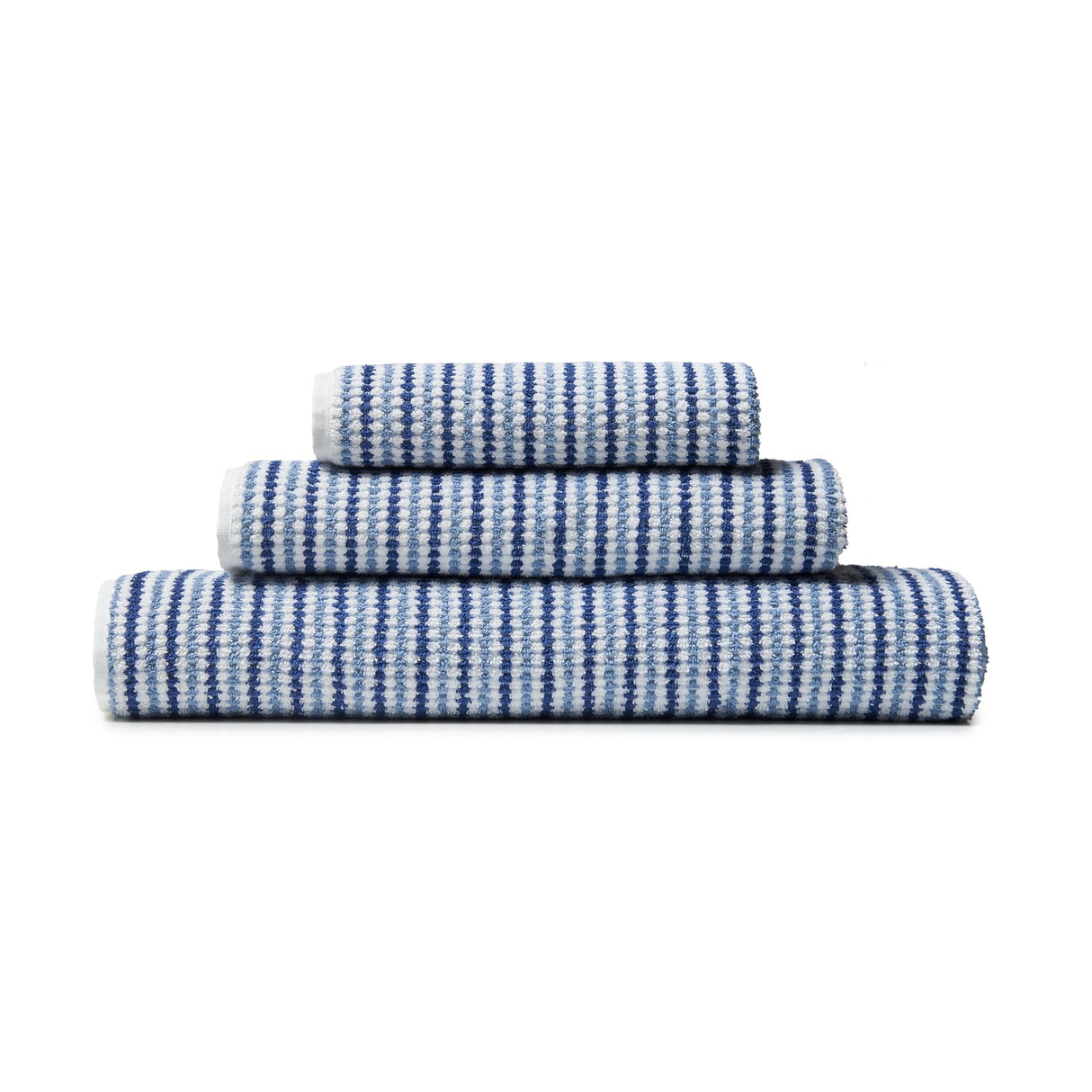 Catherine Lansfield Rice Weave Stripe 500 GSM Cotton Towels - Blue - Rice Weave Stripe Blue Towels