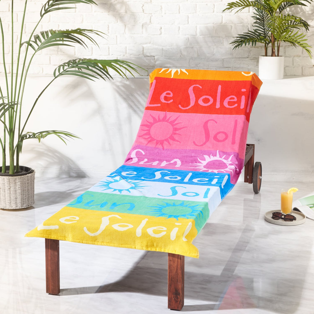 Catherine Lansfield Block Stripe Bright 100% Cotton Beach Sun Lounger Towel 92x180cm