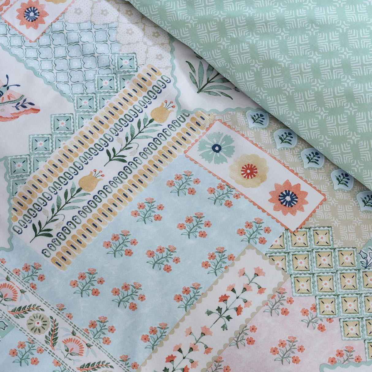 Catherine Lansfield Folk Patchwork Reversible Duvet Cover Set 5