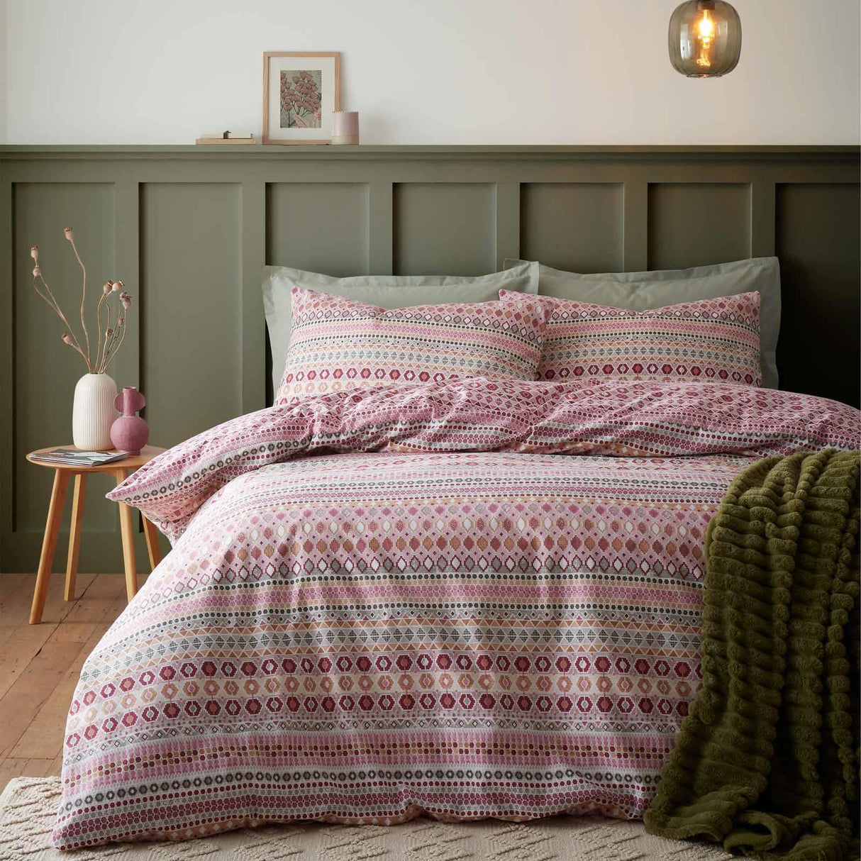 Brushed Cotton Flannelette Fairisle Duvet Cover Set by Catherine Lansfield